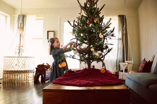 Christmas tree with cradle and swing chair
