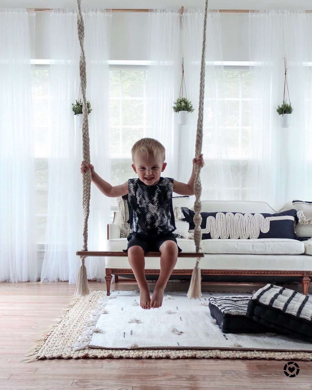 kid on a Braided Rope Swing