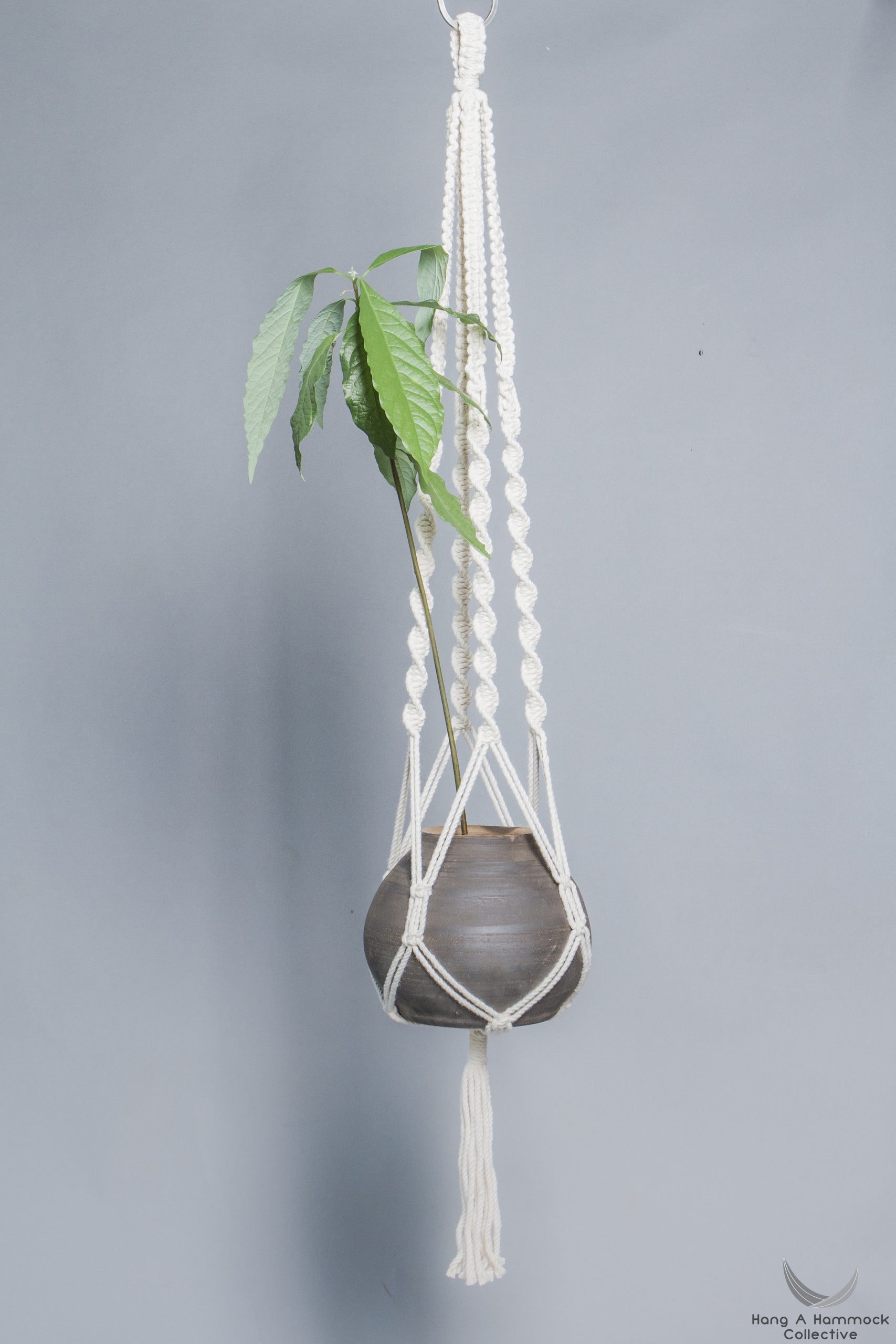 hemp hanging plant holders 2 x Plant Hangers in Macrame, Plant holder in Cream - Model 01