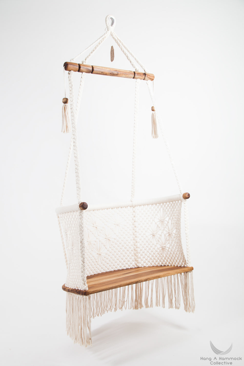 Certified Teak Hardwood Hanging Chair handcrafted by Hang A Hammock Collective
