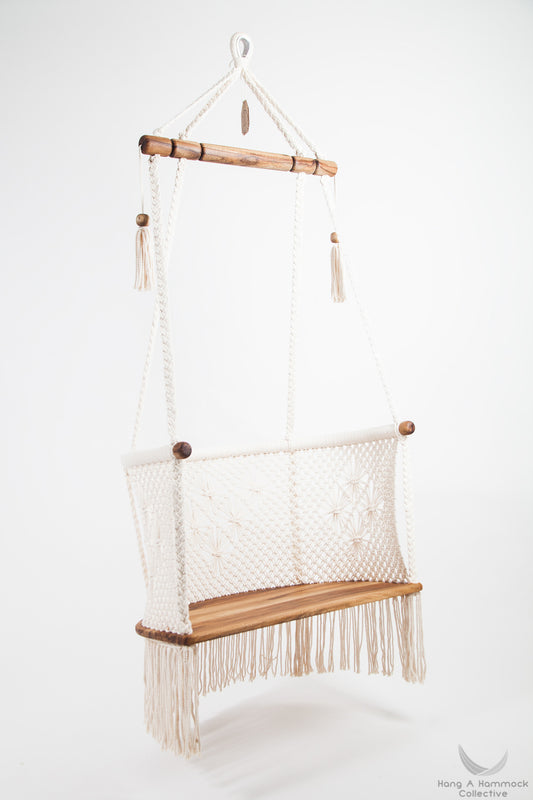 Certified Teak Hardwood Hanging Chair handcrafted by Hang A Hammock Collective
