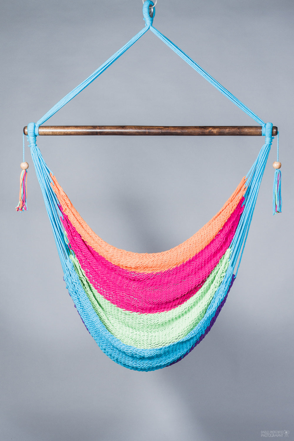 hammock chair of different colors. Grey background