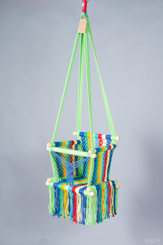 Baby Swing Chair in different multicolor / light wood (made on order)