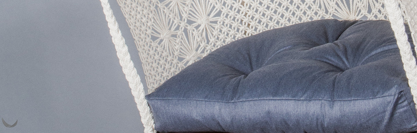 blue color half-moon cushion