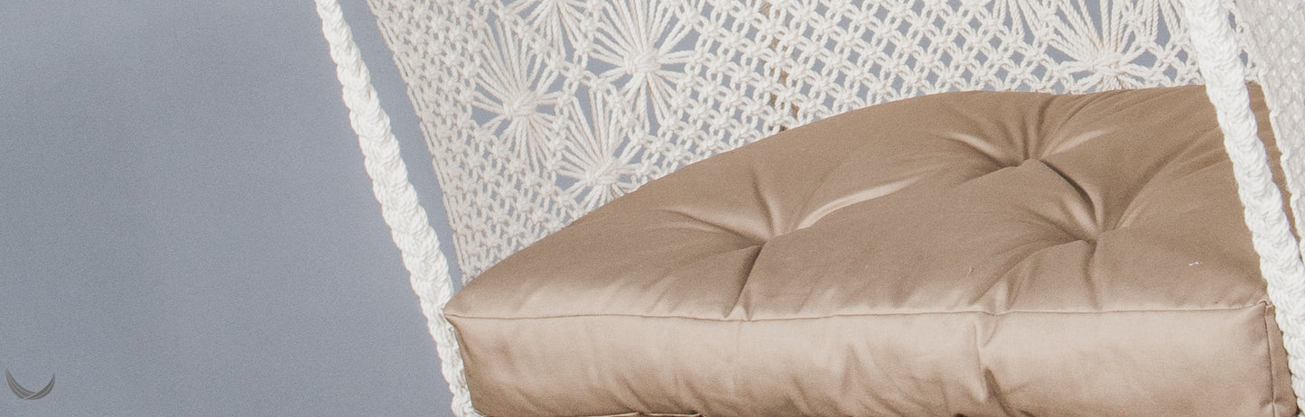 khaki color half-moon cushion