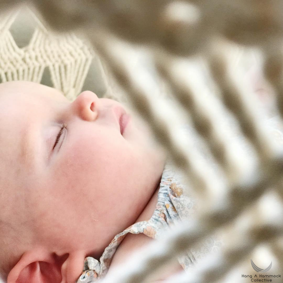Limited Edition Hanging Bassinet in Macrame - Plywood Base - Handmade in Nicaragua