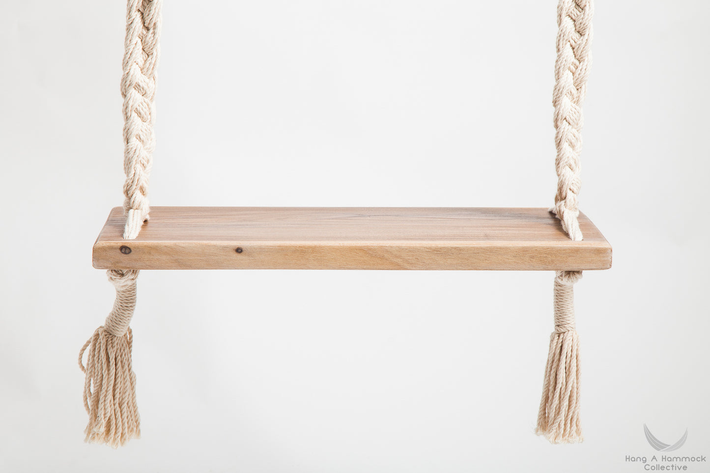 wooden seat of a tree swing