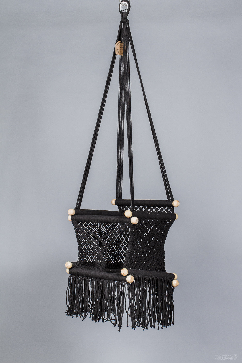 Baby Swing Chair in Black / light wood (made on order)
