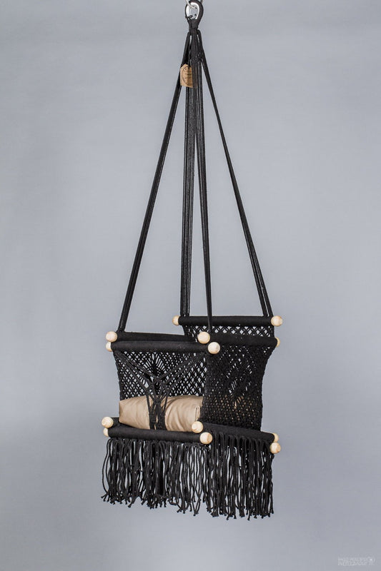 Baby Swing Chair in Black / light wood (made on order)