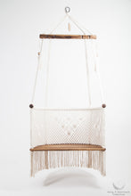 teak wood hanging chair, front view