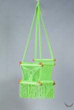 swing chair in macrame - pistachio color -  studio photo