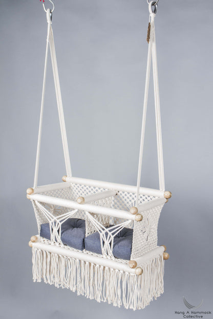 Twins Baby Chair - CREAM AND BLUE CUSHIONS