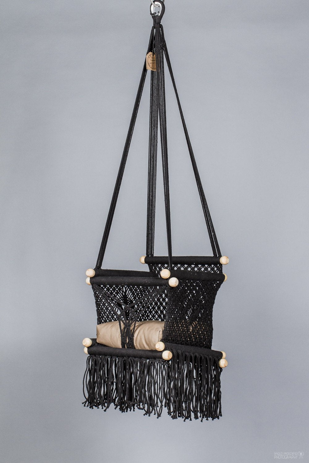 Baby Swing Chair in Black / light wood (made on order)